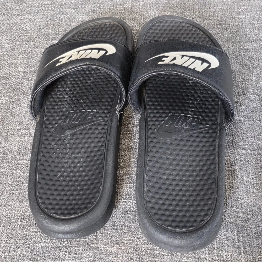 Nike Benassi JDI Men Black White Athletic Slide Sandals 343880-090 Size 10